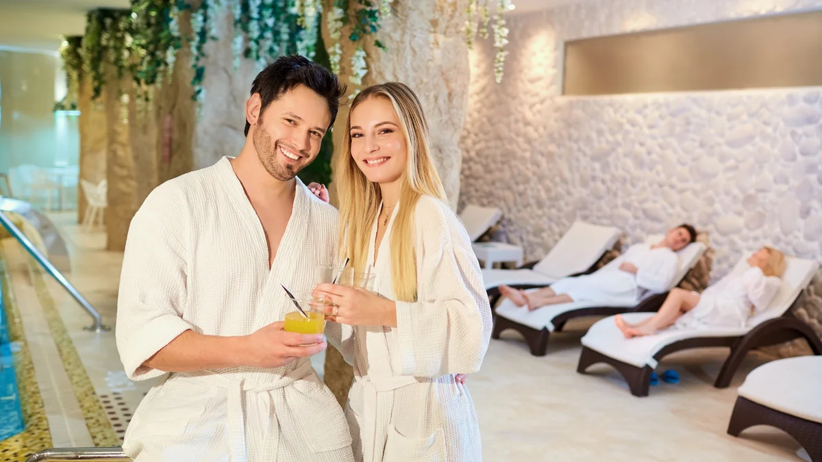 Couple enjoying a luxurious spa treatment