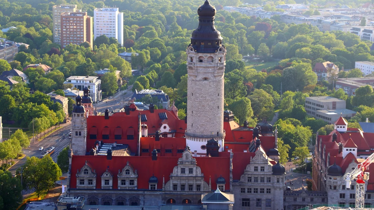 Leipzig cityscape with escort lady